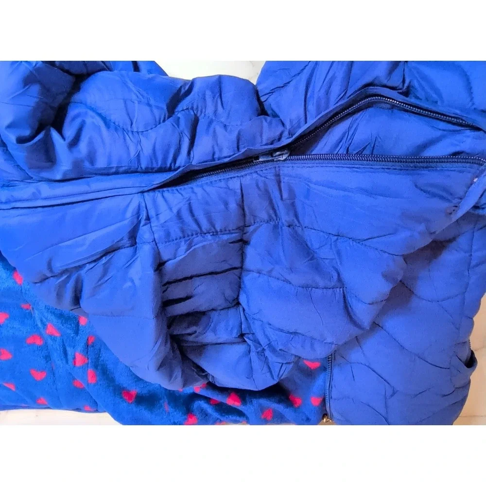 Kid's Quilted Puffer Jacket  Pink Heart-patterned Fleece Lining S8-16 Royal Blue